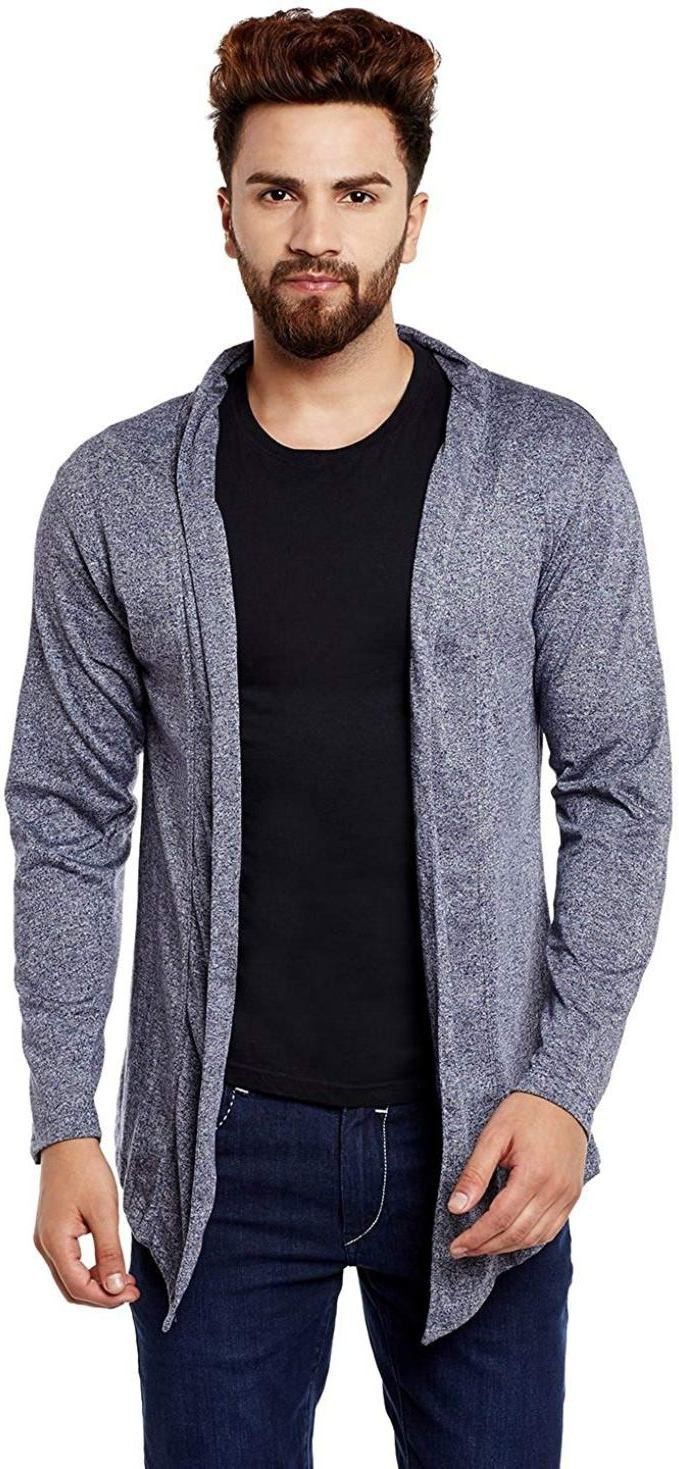 glampanda Men Kimono Style Full Sleeve Grey Shrug-picture-35