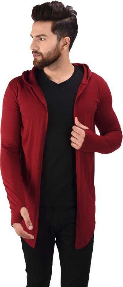 trendolo Men Straight Full Sleeve Maroon Shrug-picture-2