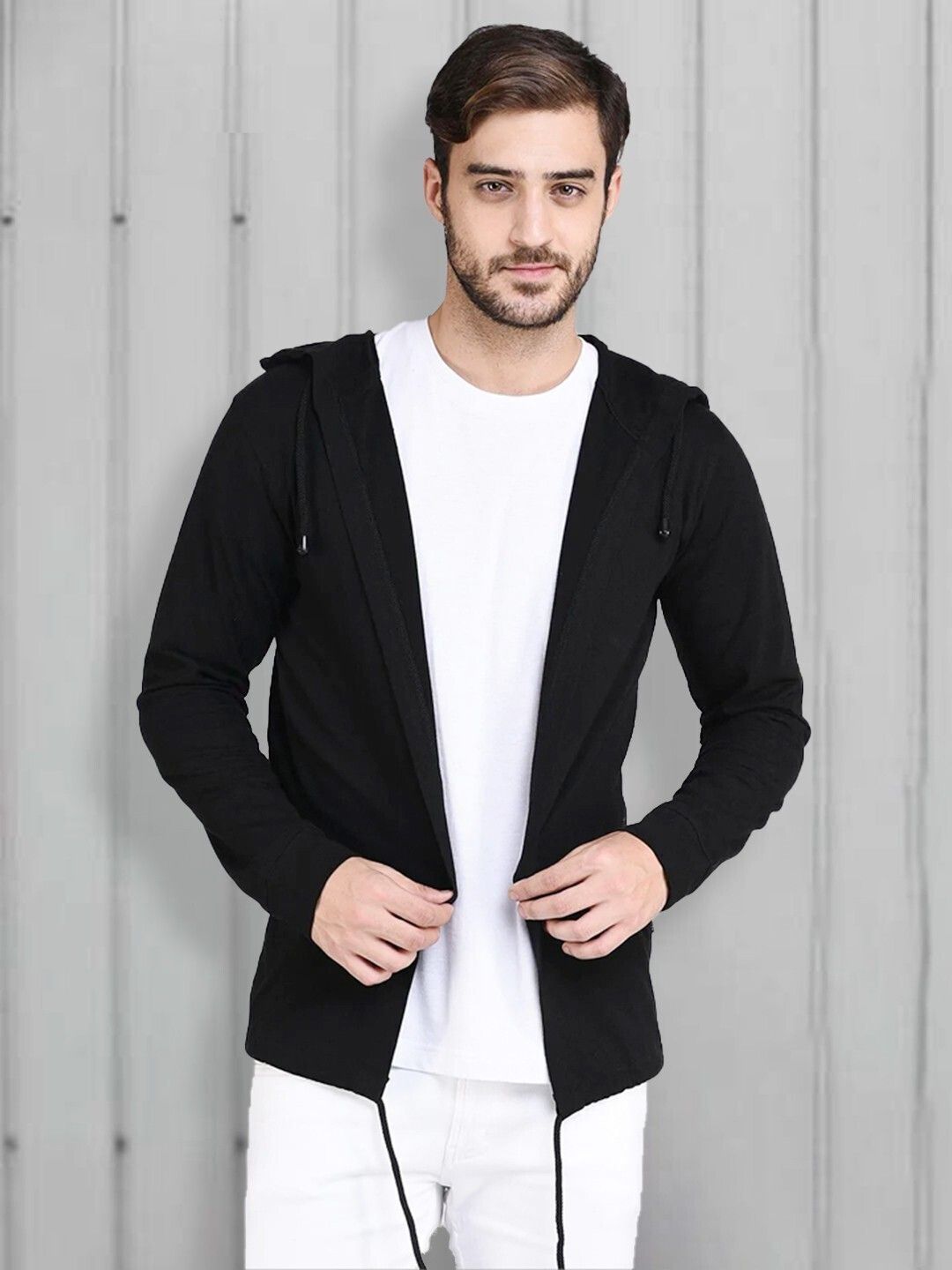 Men Straight Full Sleeve Black Shrug