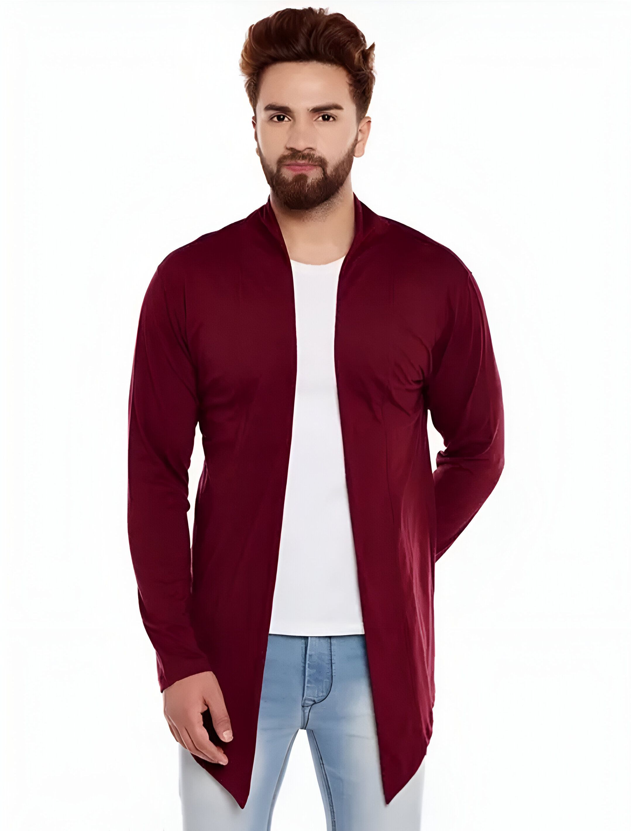 Men Jacket Style Full Sleeve Maroon Shrug