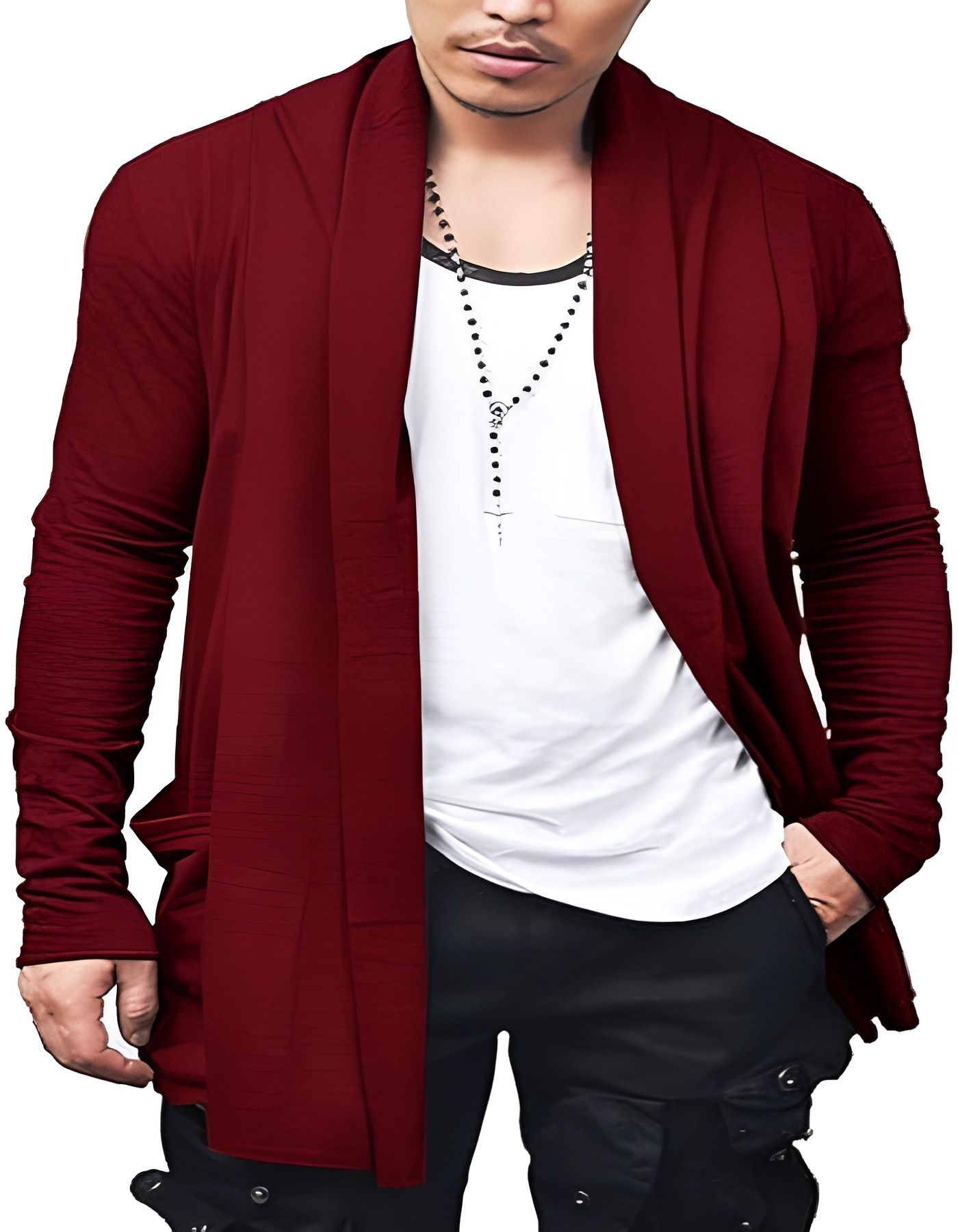 risemax Men Straight Full Sleeve Maroon Shrug-picture-26