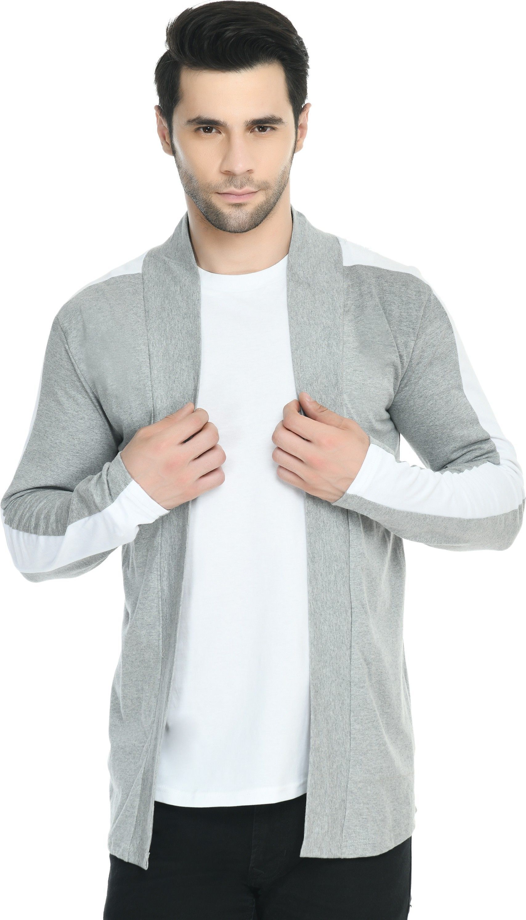raywos Men Jacket Style Full Sleeve Grey, White Shrug-picture-19