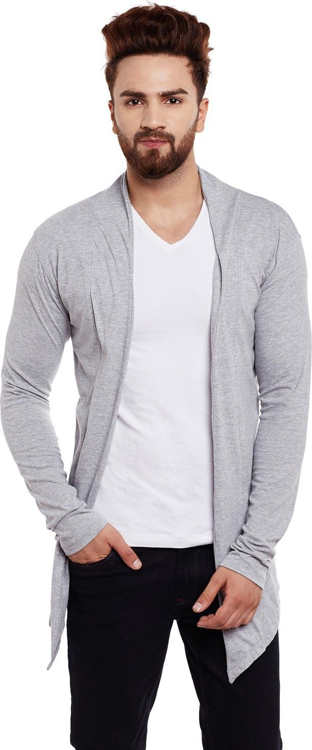 Men Kimono Style Full Sleeve Grey Shrug