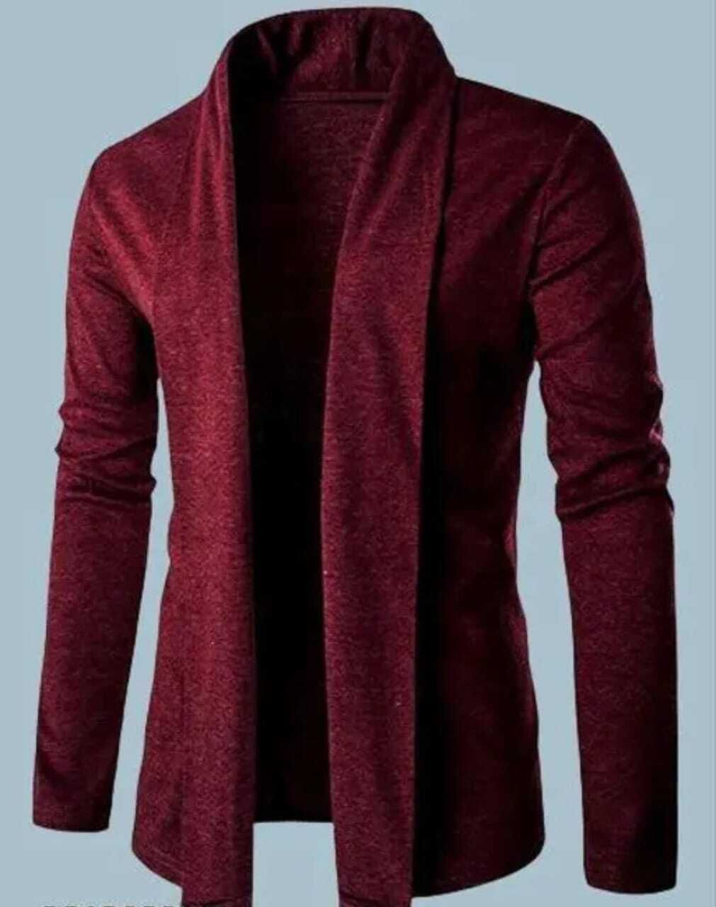 Men Full Sleeve Maroon Shrug