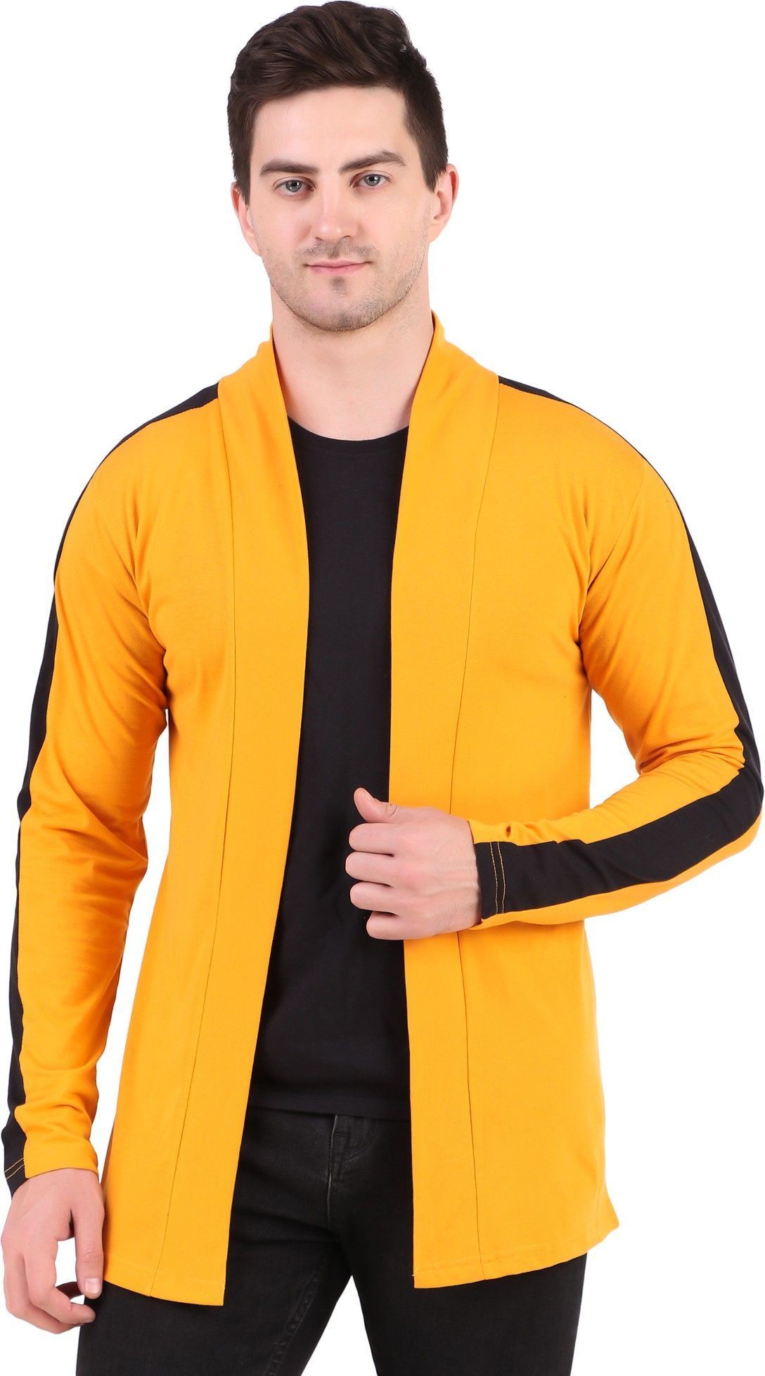Men Jacket Style Full Sleeve Yellow Shrug-image-19