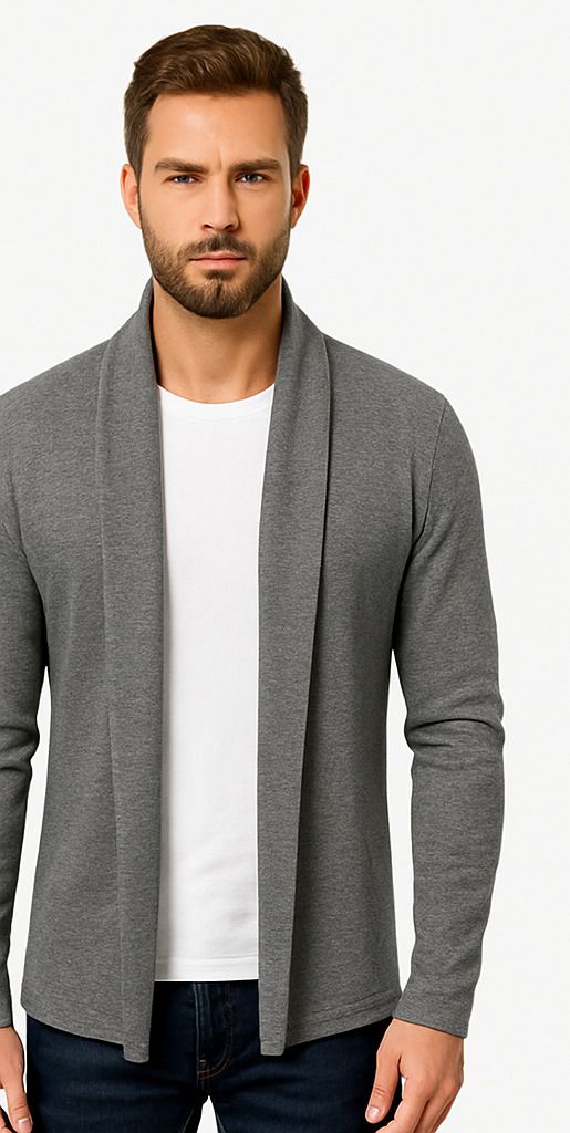 Men Full Sleeve Grey Shrug