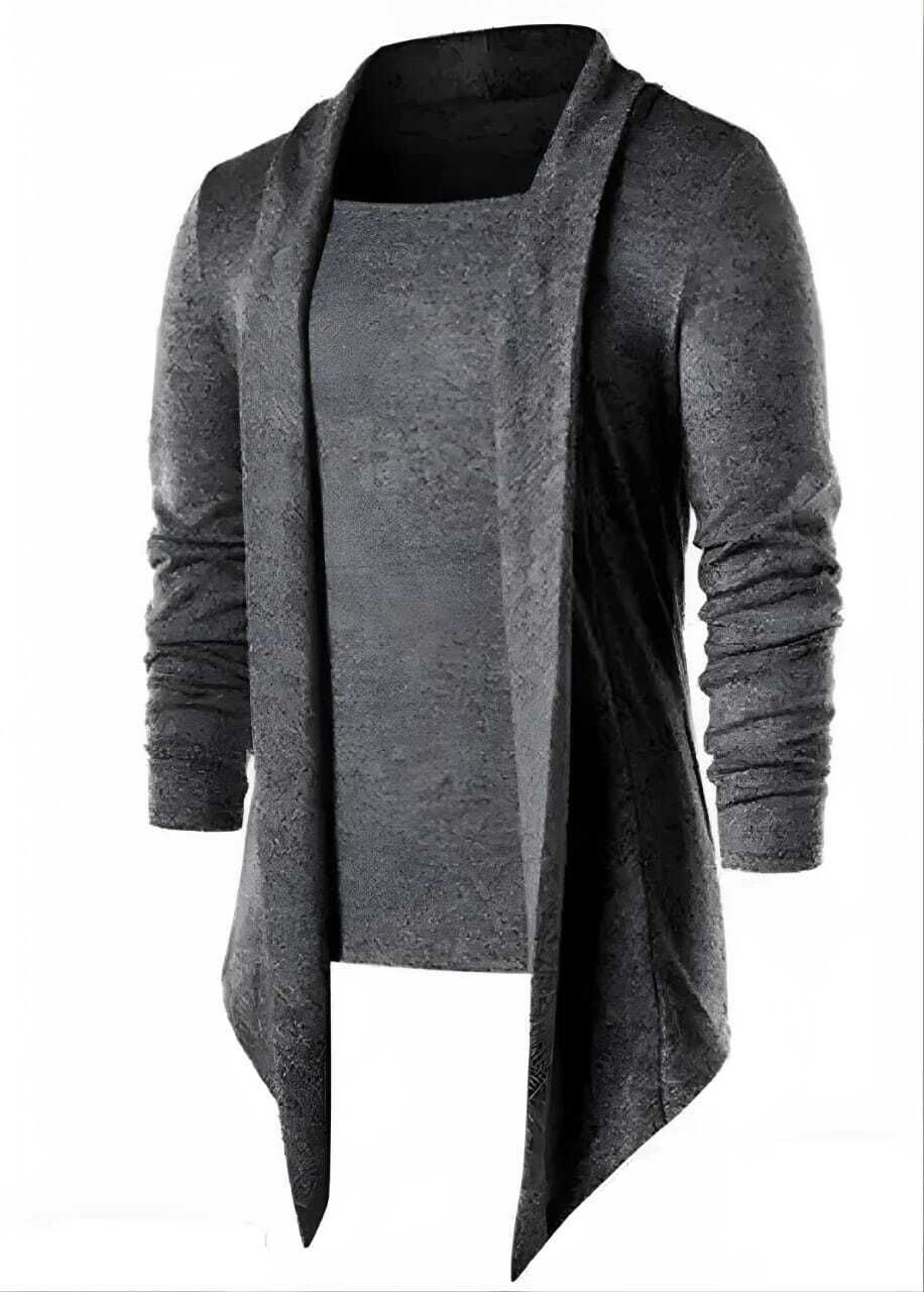 Men Kimono Style Full Sleeve Grey Shrug