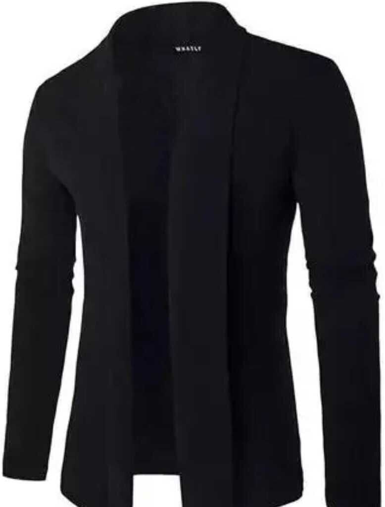 Men Asymmetric Full Sleeve Black Shrug-image-47