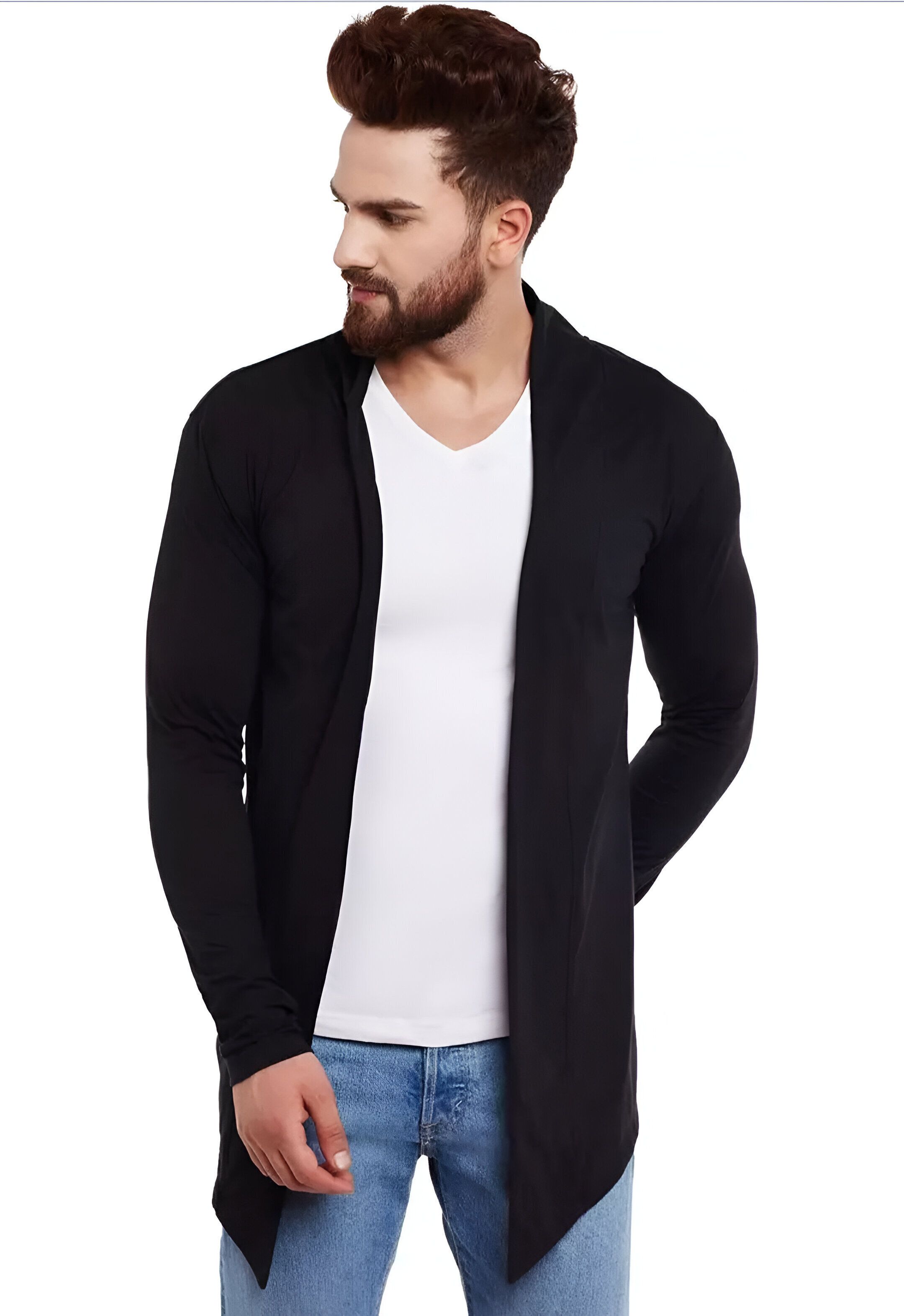 Men Jacket Style Full Sleeve Black Shrug