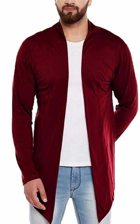 Men Full Sleeve Maroon Shrug-image-13