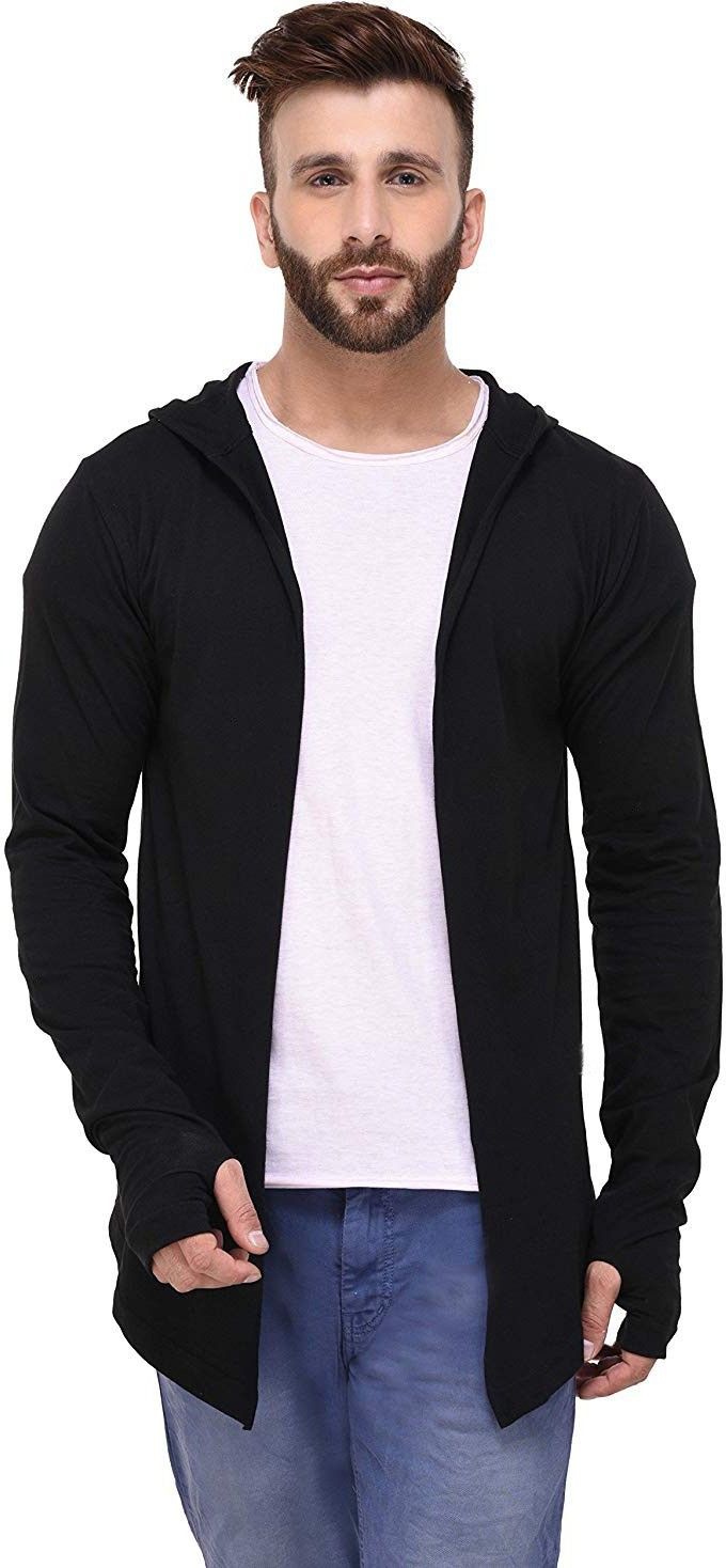 Men Kimono Style Full Sleeve Black Shrug