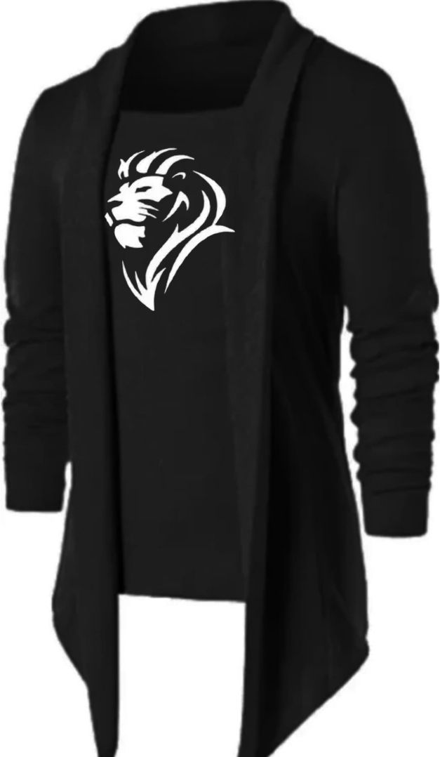 Men Sleeveless Black Shrug-image-0