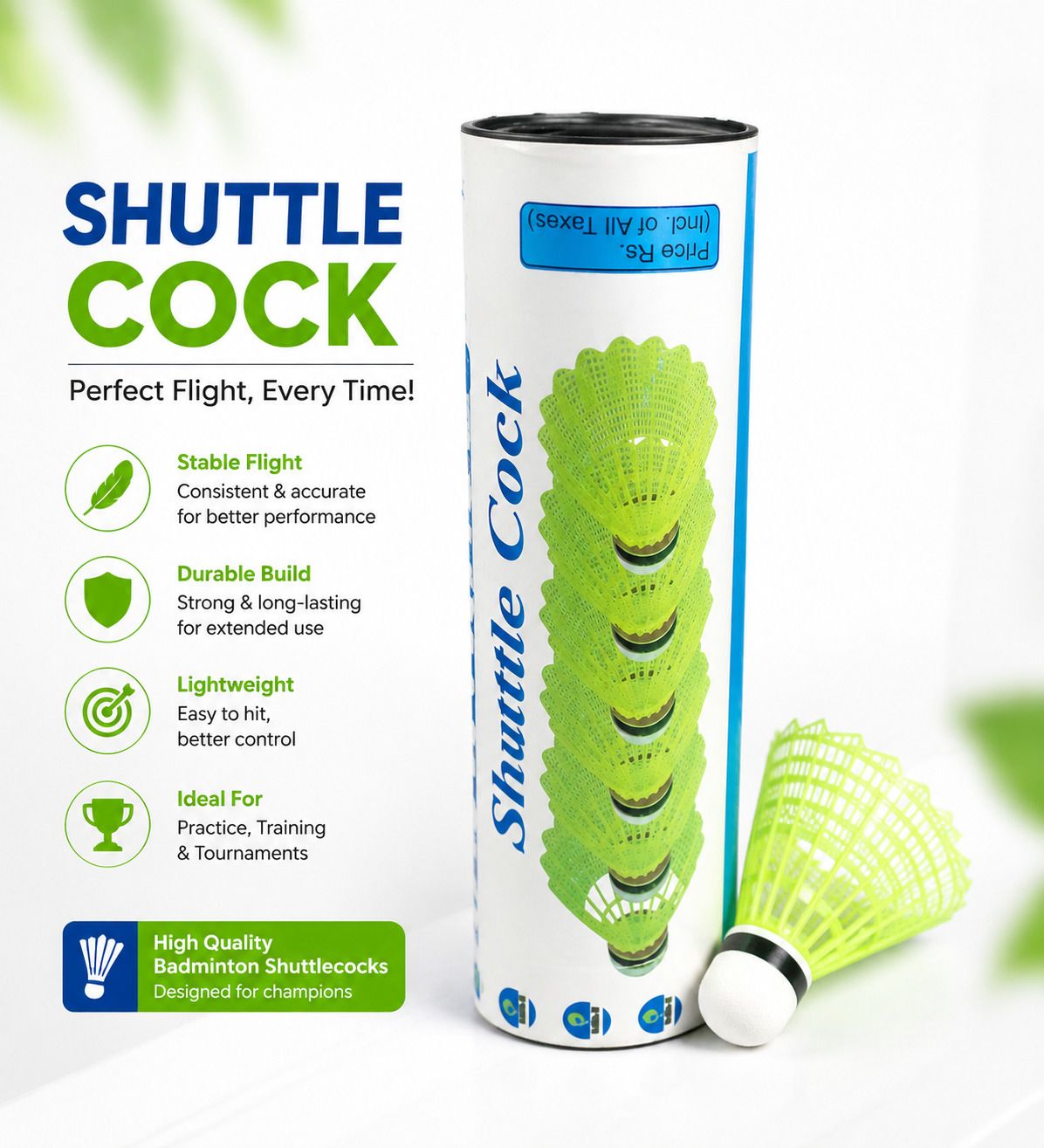 shuttle cock 10 Nylon Shuttle - Green-image-4