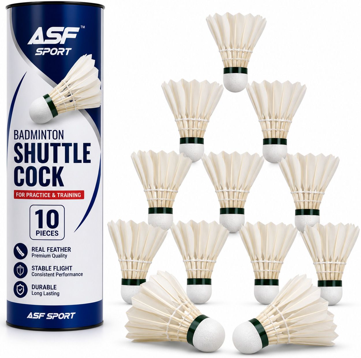 asfsport BADMINTON SHUTTLE COCK Feather Shuttle - White-picture-10