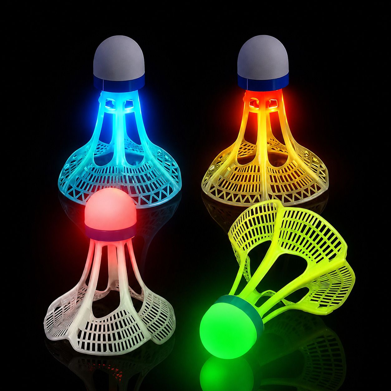 LED Shuttlecock Set for Night Play Nylon Shuttle - Multicolor, White-image-46