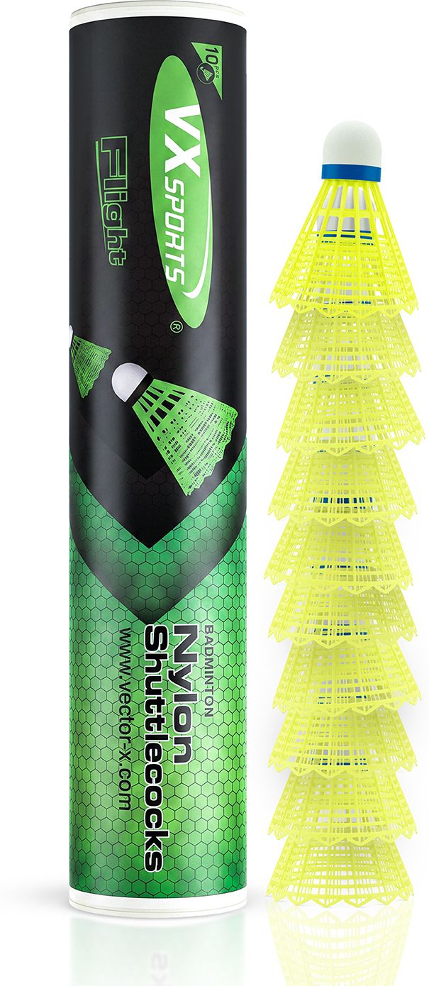 vector x Flight Shuttlecock 1 Box 10 Pcs for Beginners & Players Daily Practice Badminton Nylon Shuttle - Yellow-picture-10