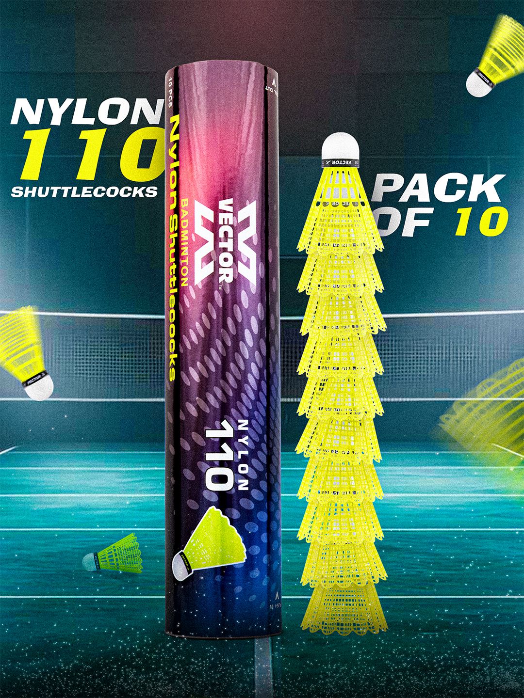 Premium EVA Cock Base 10 Pcs Ideal in All Courts Fast & Accurate Badminton Nylon Shuttle - Green-image-20