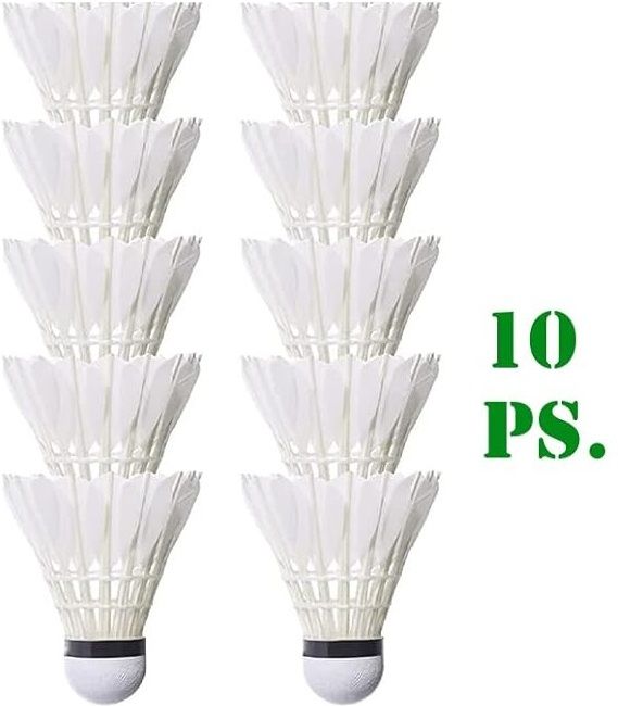 yordey Badminton Feather Shuttle Set of 10 PC One Box for Outdoor Indoor (White Color) Feather Shuttle - White-picture-22