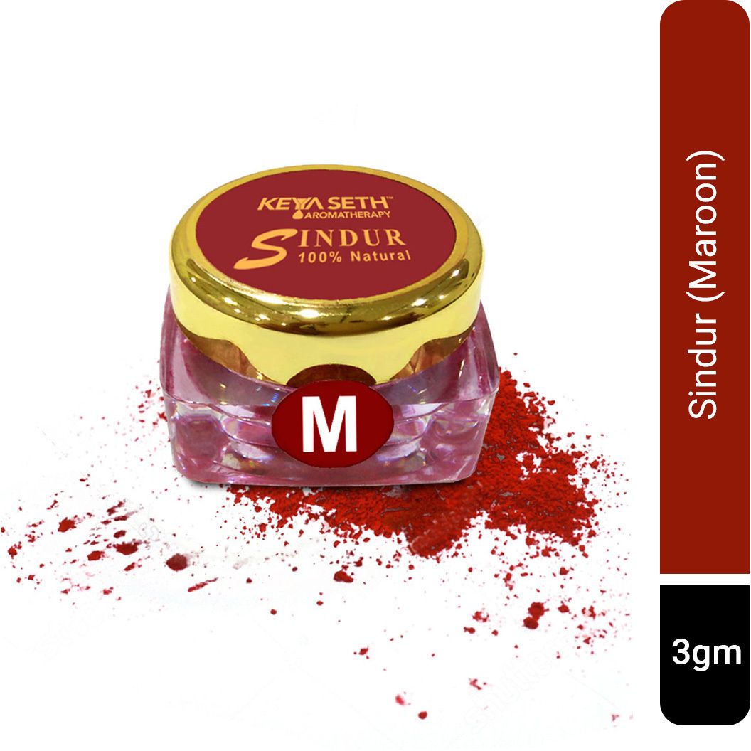 keya seth aromatherapy 100% Natural Dust Sindoor Maroon with Herbs Extracts & Floral Pigments Kumkum, No side Effects & No Hair Fall - 3gm Sindur-picture-23