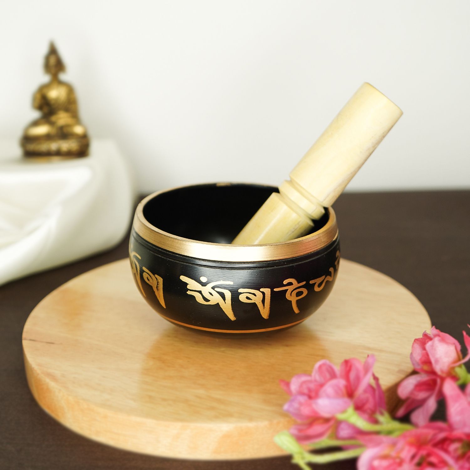 ekhasa Pure Bronze Handmade Tibetan Meditation Singing Bowl (3.5 inch) | Black Singing Bowl-picture-12