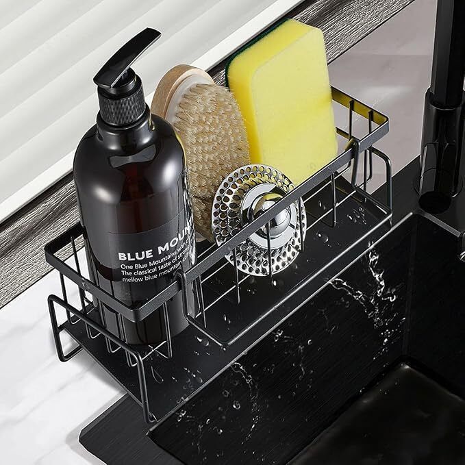 opnex Dish Drainer Kitchen Rack Multipurpose Kitchen Sink Organizer Rack with Sponge Holder Plastic-picture-17