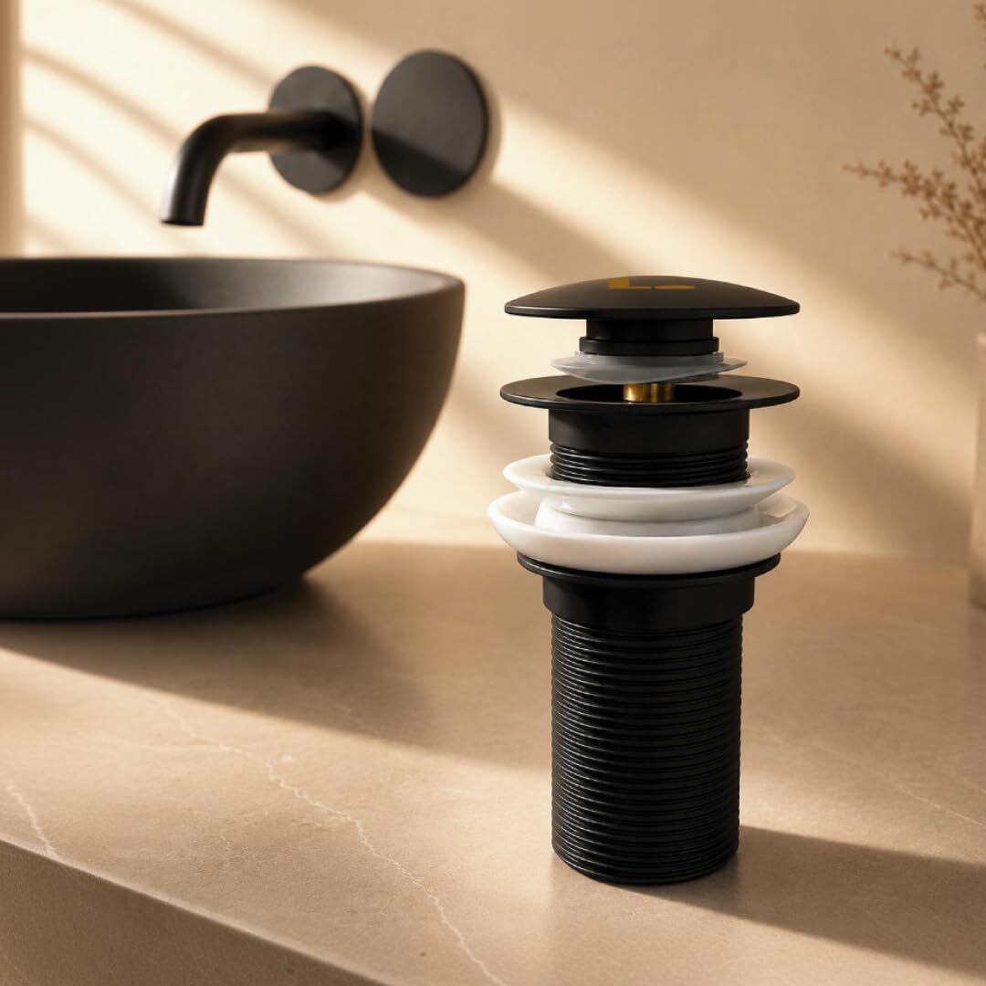 Pop-up Waste Coupling for wash Basin (5-inches) - Matte Black Sink Plug-image-36