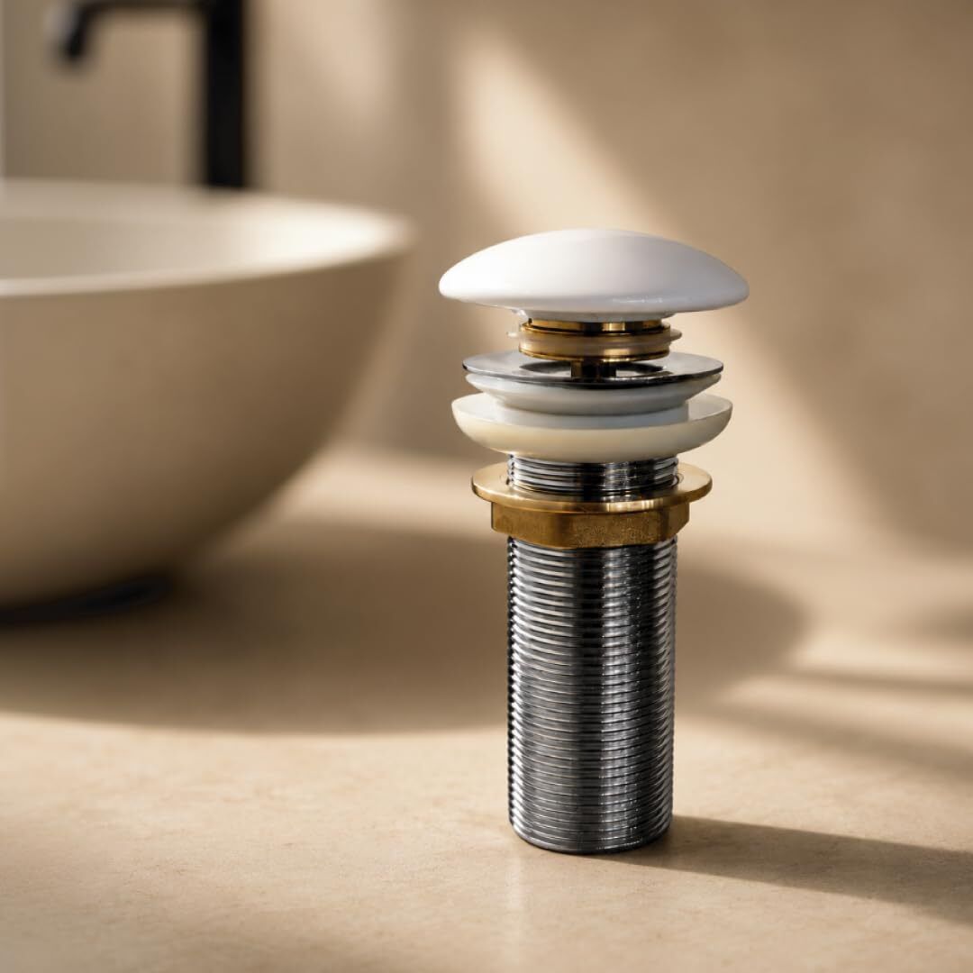 Pop-up Waste Coupling for wash Basin (5-inches) - Ceramic White Sink Plug-image-44