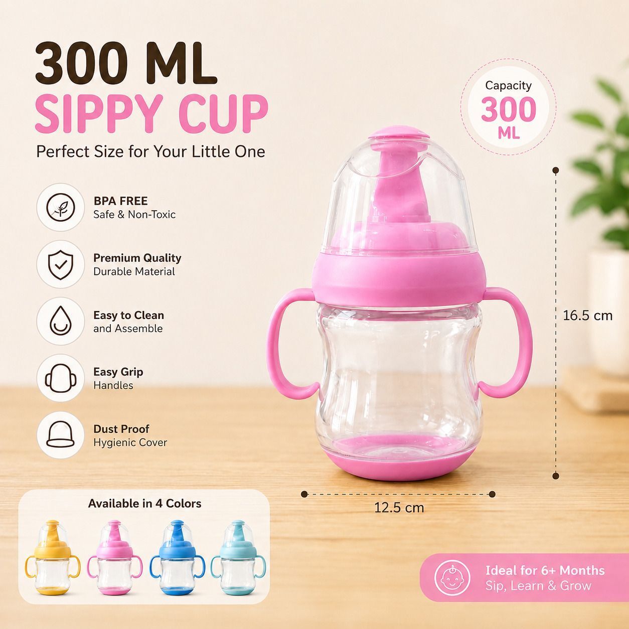umaenterprise 300 ML Baby Sipper Cup with Handles-picture-24