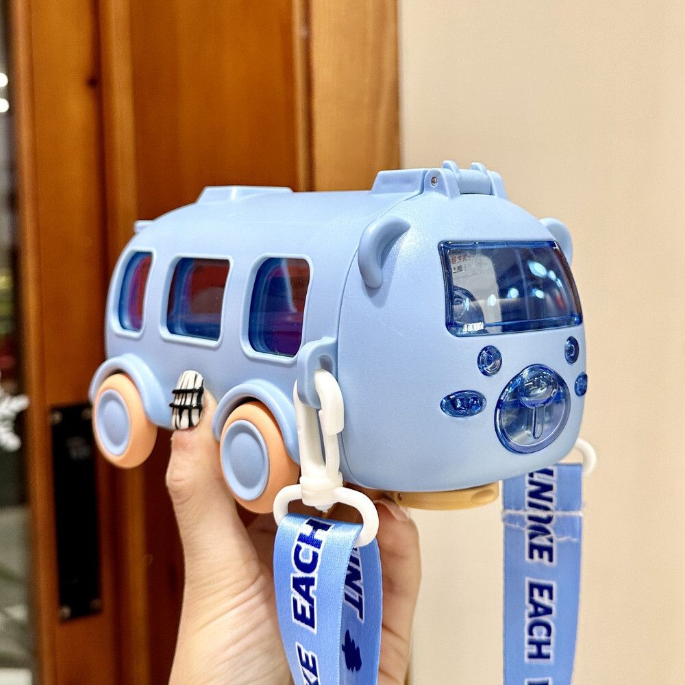 Bus Sipper Water Bottle for Kids. with Straw & Strap. BPA Free 500ml-image-40