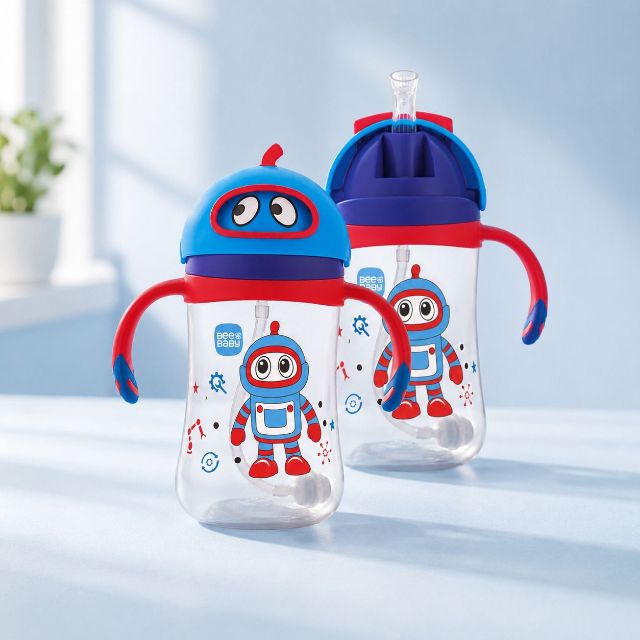 Robo Flipee Silicone Straw Sipper Cup For Kids, Weighted Straw, BPA Free, 300ml-image-10