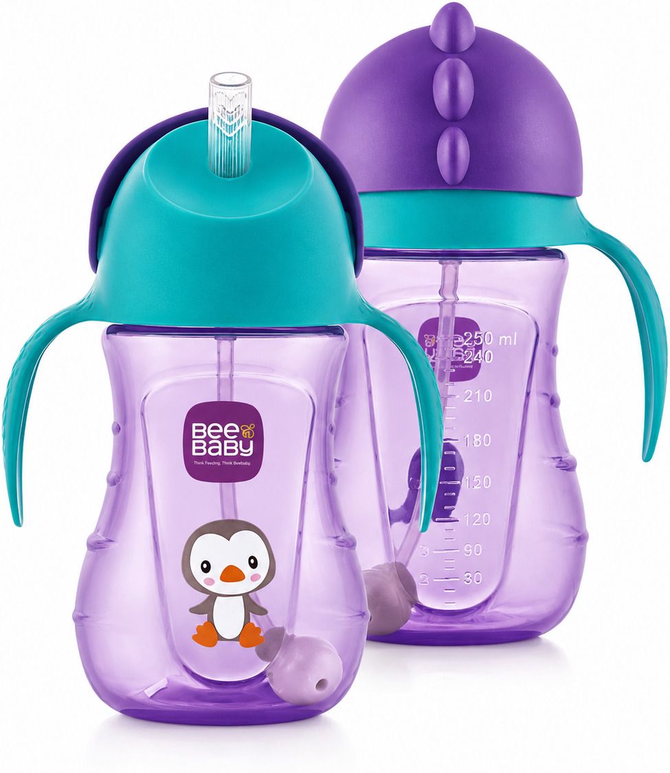 beebaby Dino Flippee Silicone Straw Baby Sipper for Kids, BPA free, Leak Proof - 240ml-picture-24