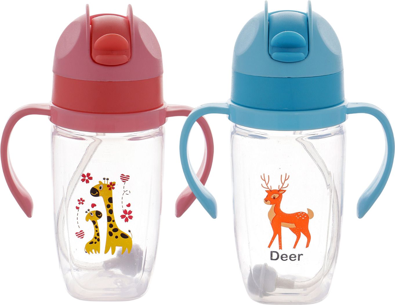 2pc Transparent 300ml Spill-Proof Toddler Sippy Cup With Gravity Ball Straw-image-45