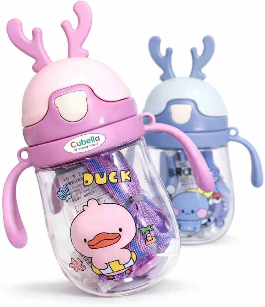 Deer Design Baby Sipper Bottle with Straw & Handle-image-22