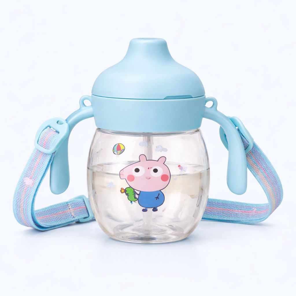 Baby Training Sipper Cup 280 ml with Strap & Handles | Leak Proof | BPA Free-image-1