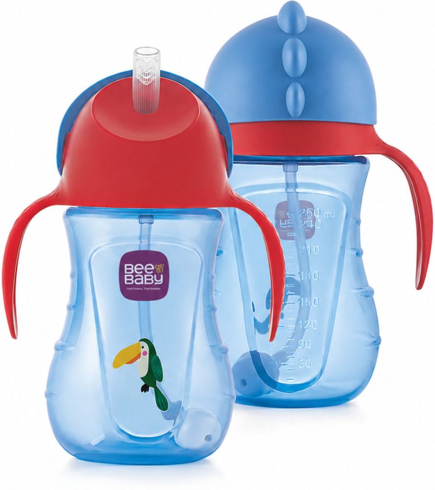 beebaby Dino Flippee Silicone Straw Baby Sipper for Kids, BPA free, Leak Proof - 240ml-picture-26