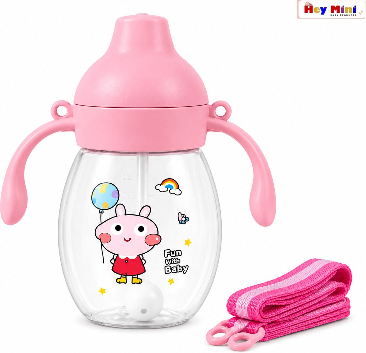 hey mini Baby Sipper/Sippy Cup 340 ml,Anti-Spill Design|Soft Silicone Straw & Spout 6m+-picture-14