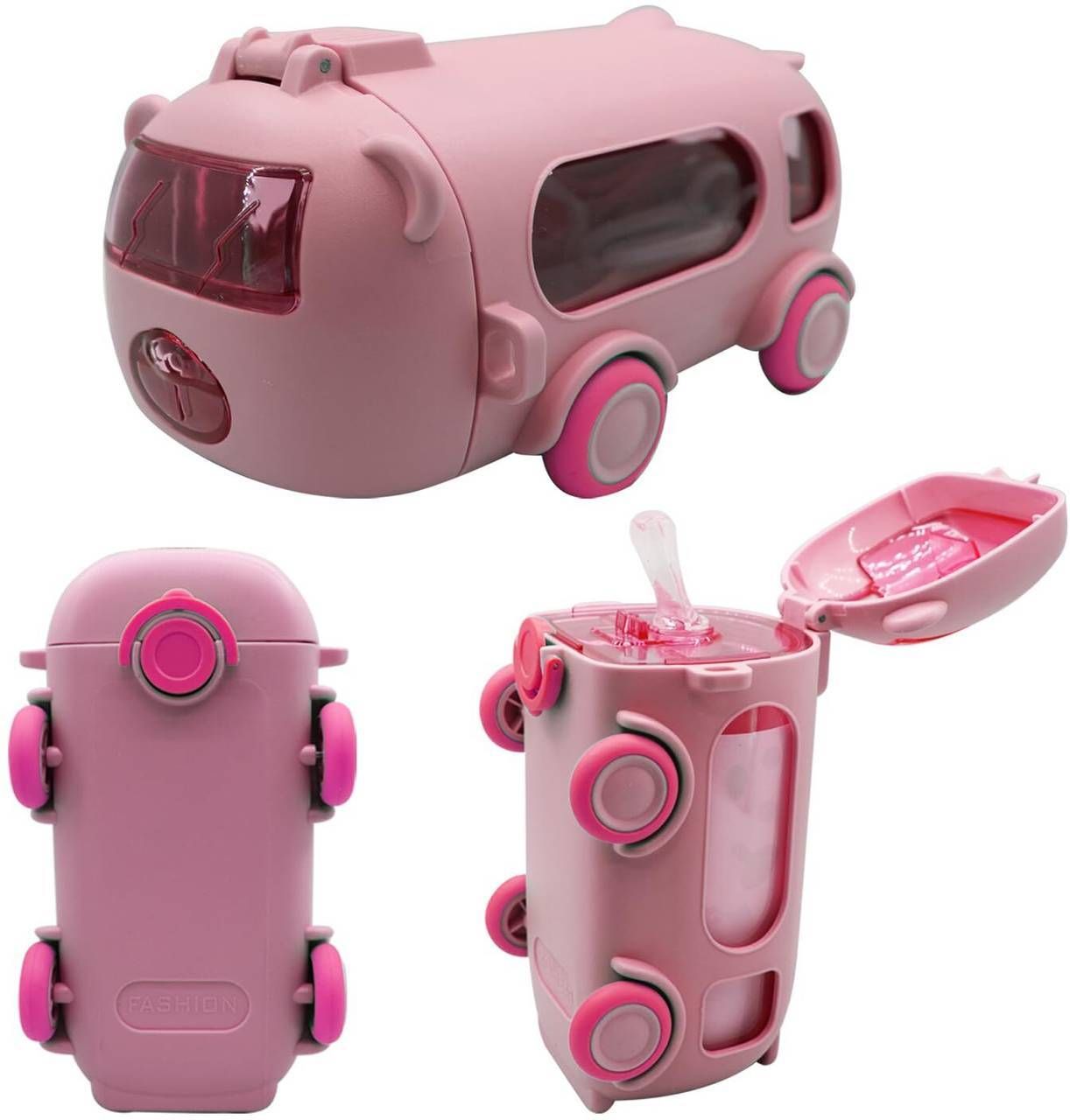 Cute Bus Shape Water Bottle for Kids | Leak-Proof Sipper Bottle with Strap-image-42