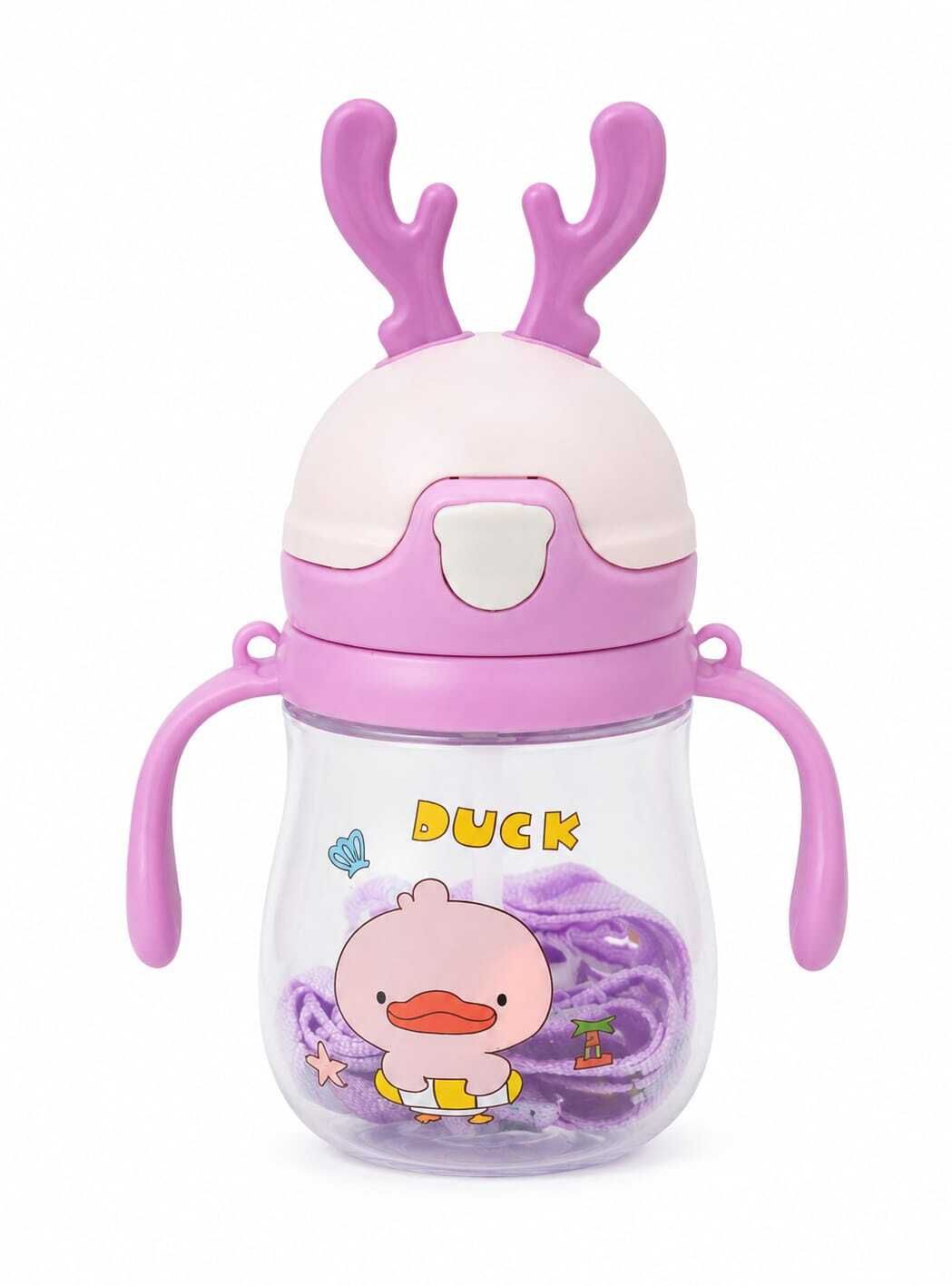 Kids Spill-Proof Sippy Cup with Handles, Flip Straw & Cute Duck Design-image-23