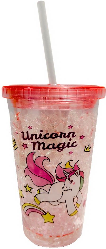 bonzeal Unicorn Acrylic Frosty Mug Freezing Gel Tumbler Jar with Straw Lid 450 ml-picture-34