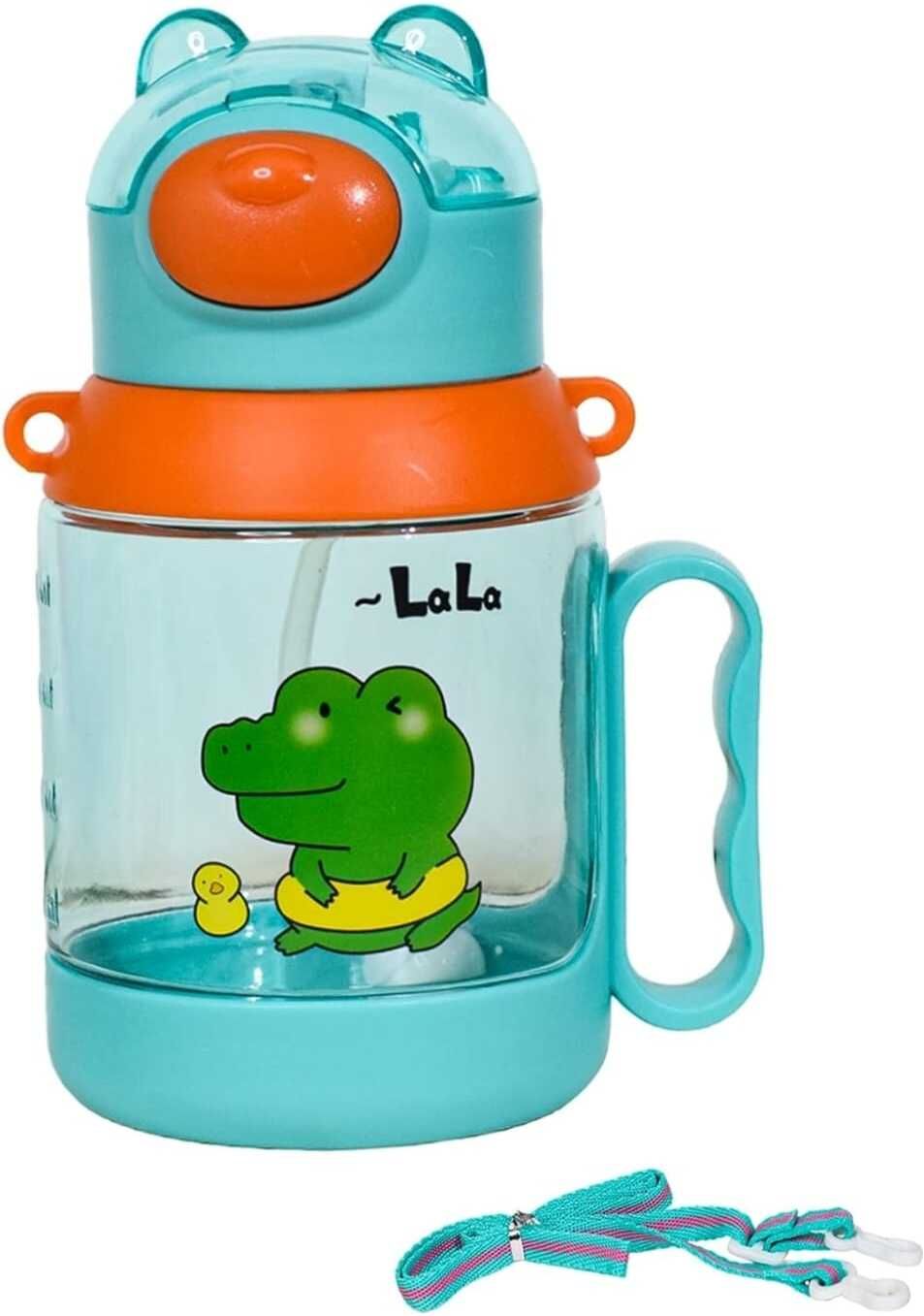 shoppizone Kids Drinking Water Bottle Sipper With Handle,Flexible Straw&Strap-picture-41