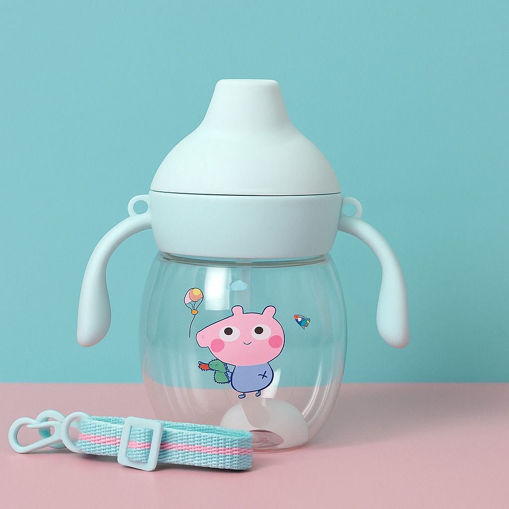Eco-friendly Baby Water Bottle For Kids With Soft Silicone Spout & Strap 6m+-image-3