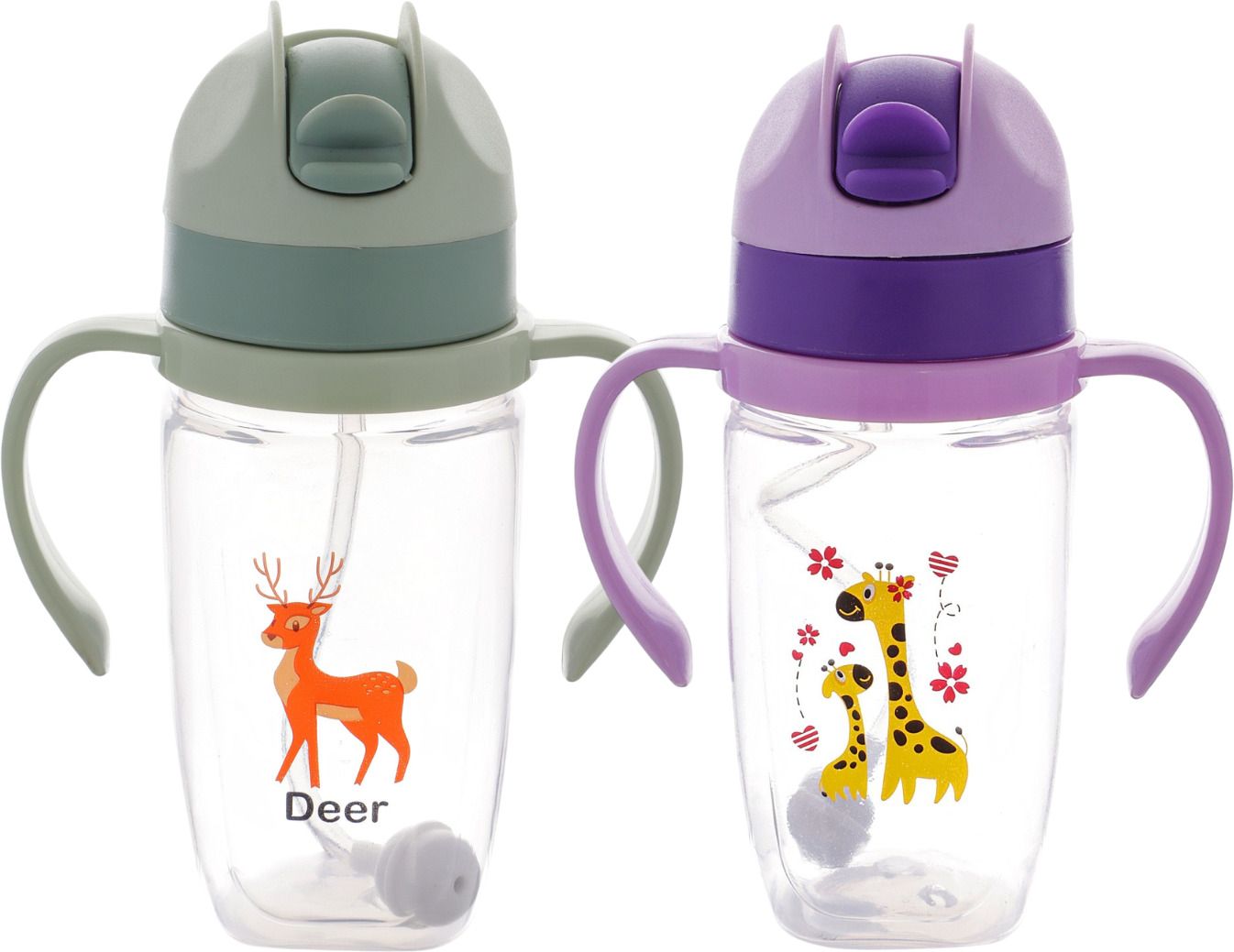 nabhya 2pc Transparent 300ml Spill-Proof Toddler Sippy Cup With Gravity Ball Straw-picture-10