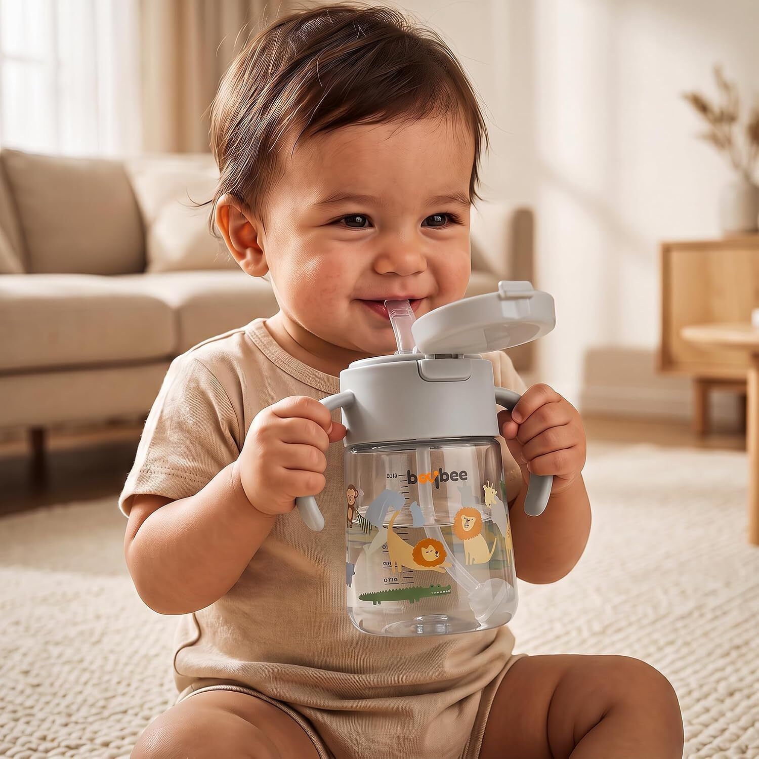 baybee Baby Sipper Bottle for Kids Water Sipper with Silicone Straw Sippy Cup with Lock-picture-39