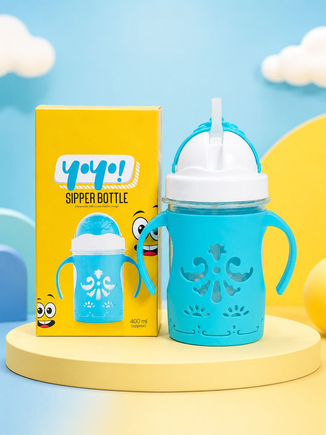 tinums YOYO Kids Twin Handle Straw Sipper Bottle 400 ml-picture-24