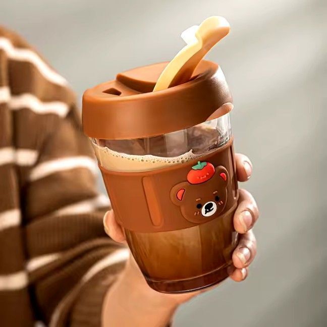cz art Coffee Tumbler with Silicone Sleeve | Reusable Iced Coffee Cup Brown-picture-26