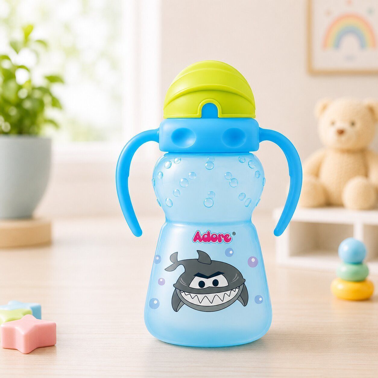 adore Zing Baby Straw Sipper Bottle Twin Handle Blue Shark-picture-46