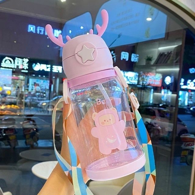 Kids 650ml Clear Transparent Drinking Plastic Water Bottle Kids Milk Cup