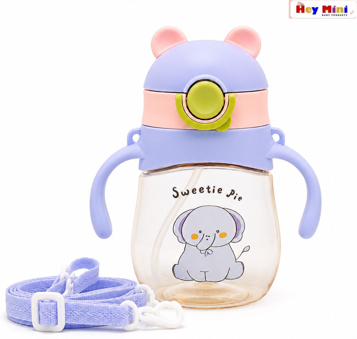 hey mini Cute Bear Design Baby Sipper Bottle with Soft Silicone Straw and Handles,Strap-picture-19