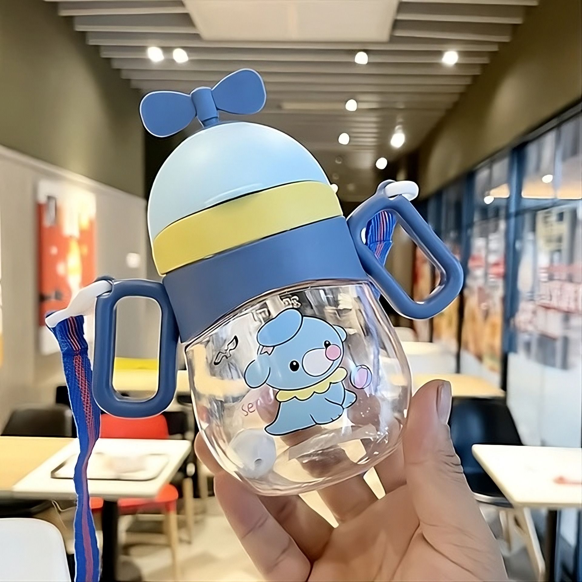 Eco-friendly Baby Water Bottle 360ml For Kids With Straw & Strap For Children-image-43