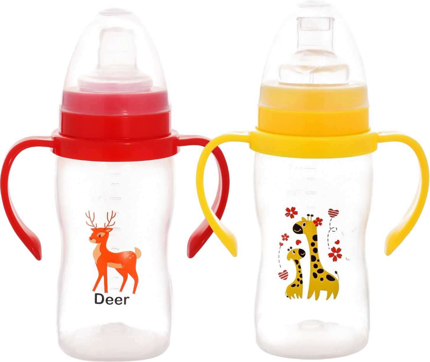 2Pc Transparent 300ml Baby Feeding Sipper with Soft Silicone Nipple & Handles-image-11